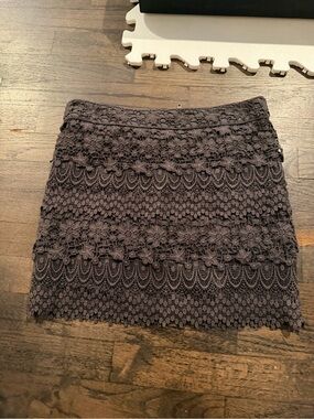 Lace Overlay Mini Skirt - Dark Gray